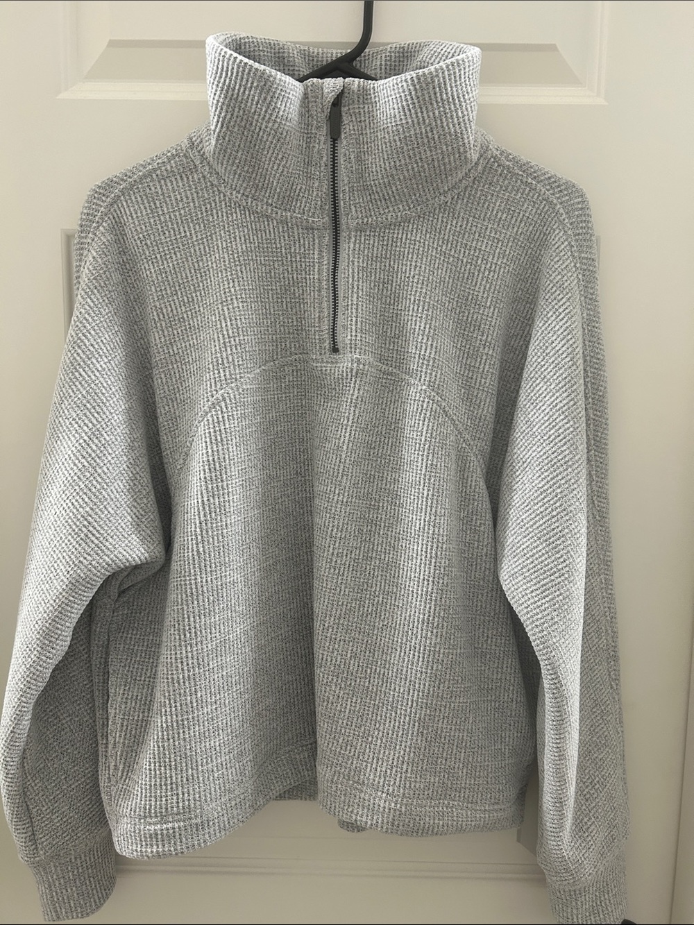 Zella Light Gray Quarter-Zip Knit Pullover